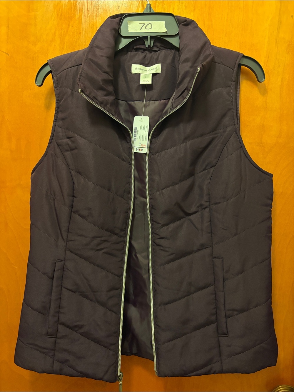Charming Charlie Quilted Sleeveless Vest - Plum